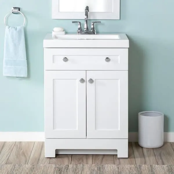 Everdean 25 in. Single Sink White Bath Vanity with White Cultured Marble Top (Assembled)