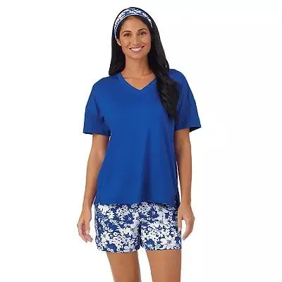 Women's Cuddl Duds Top & Bottoms Pajama Set with Headband
