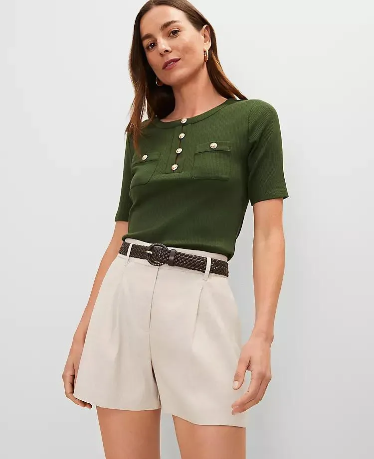 Contrast Trim Henley Top