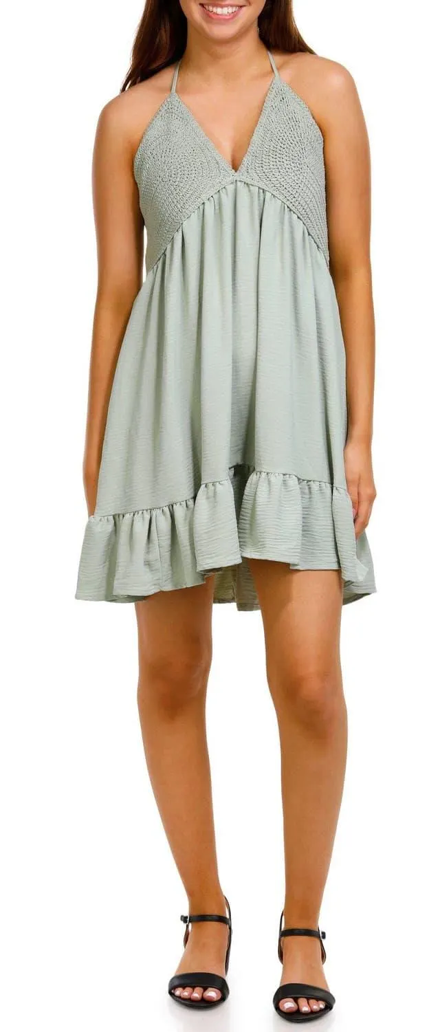 Madden Girl Juniors Solid Halter Tier Mini Dress