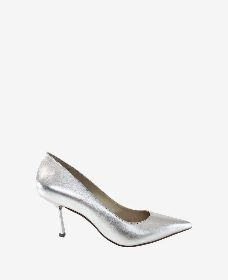 Beatrix Leather Heel - Silver