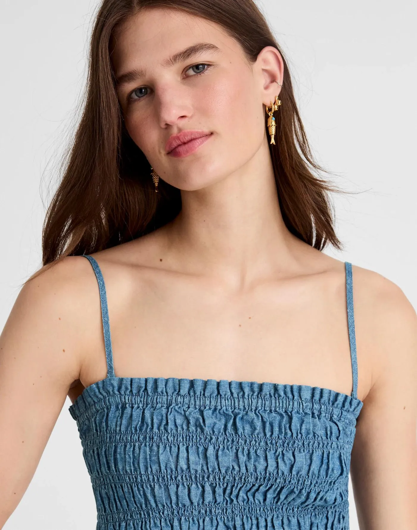 Denim Smocked Tank