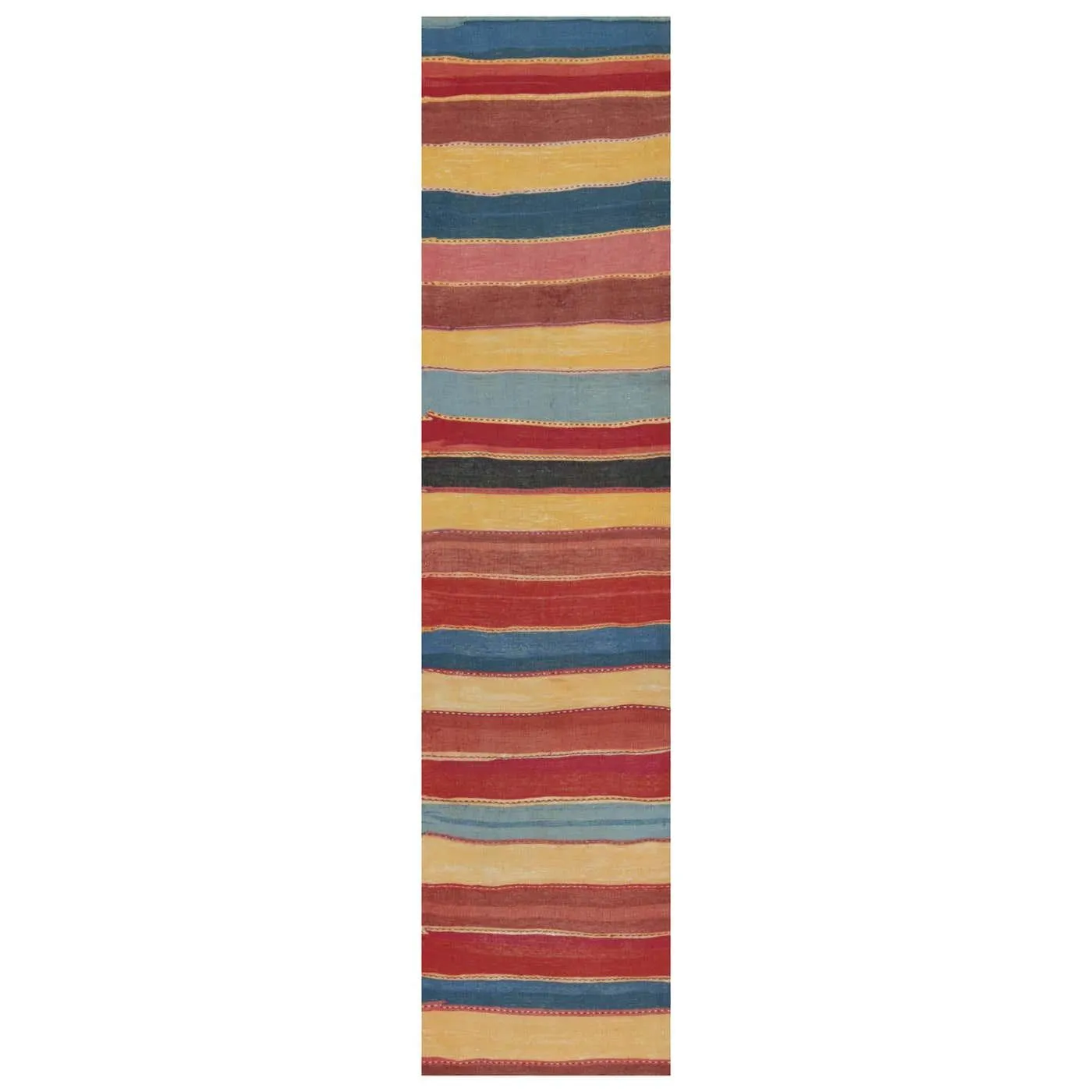 Vintage Bidjar Persian Tribal Kilim in Red, Gold and Blue Stripes by Rug & Kilim