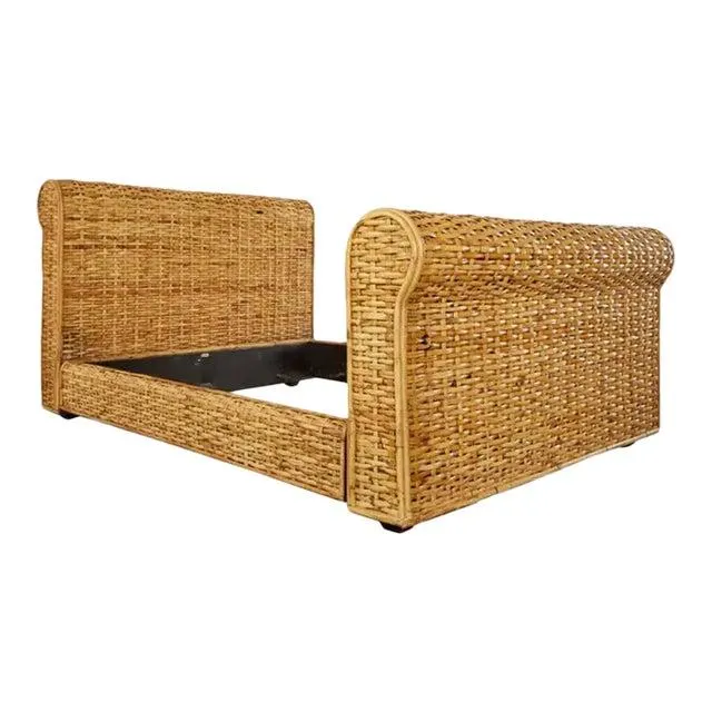 Late 20th Century Ralph Lauren Home Collection Woven Rattan Wicker Bed
