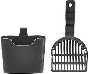 Amazon Basics Durable Litter Scoop for Cat Litter Box, with Holder, Efficient Scooper