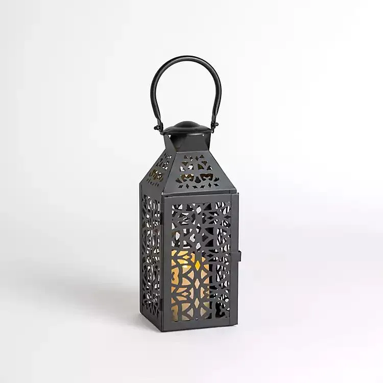 Black Pierced Metal Lantern, 13 in.