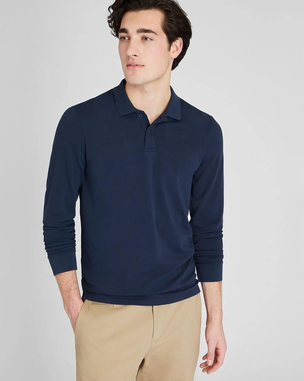 Long Sleeve Clean Piqué Polo