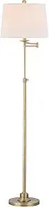 SAFAVIEH Lighting Collection Nadia Traditional Farmhouse Swivel Swing Arm Gold 64-inch Adjustable Height Living Room Bedroom Home Office Standing Floor Lamp (LED Bulb Included)