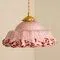 Art Deco Hand-Blown Pink Ruffled Murano Glass Pendant, 1970s