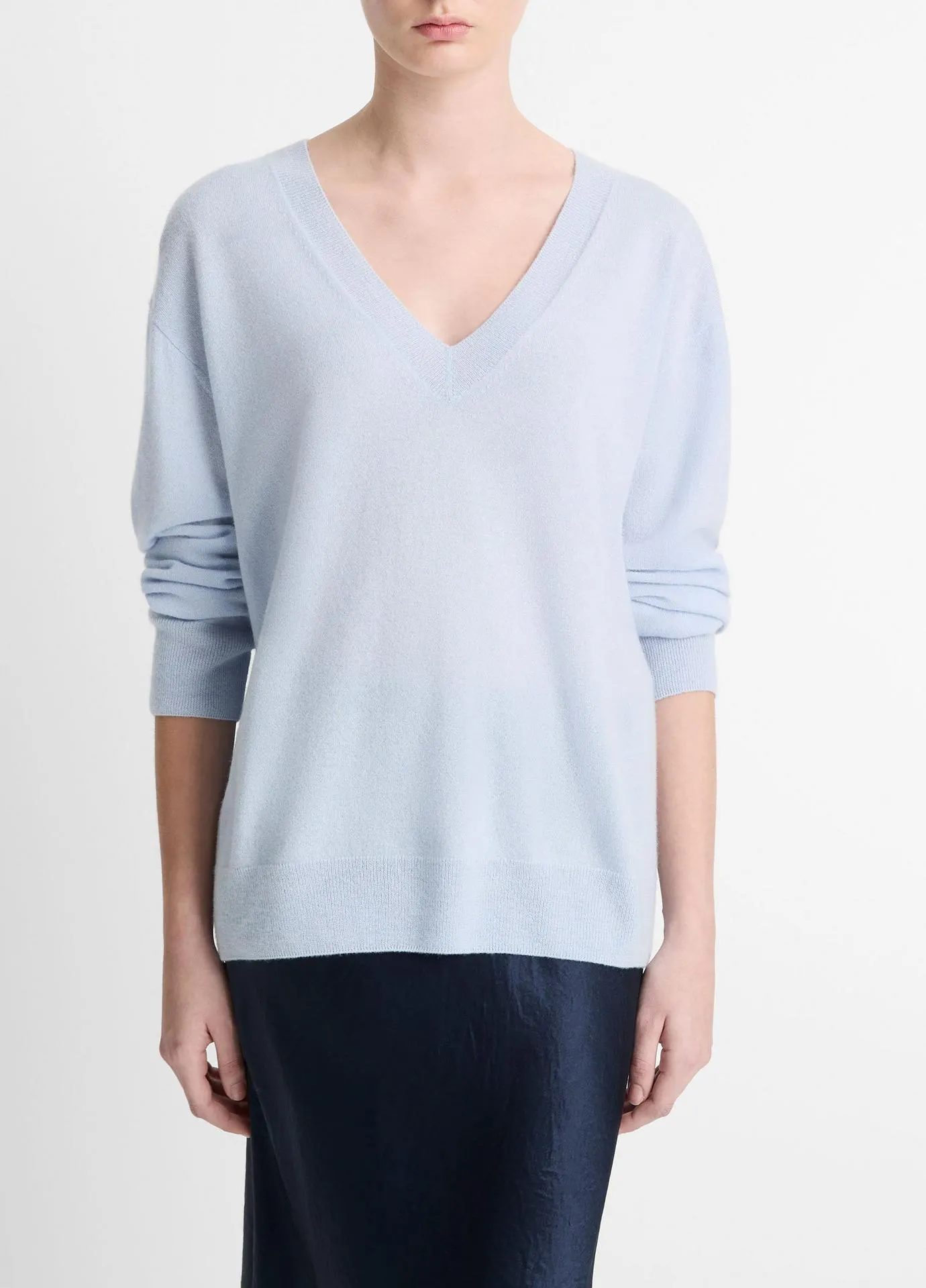 Cashmere-Silk Deep V-Neck Sweater