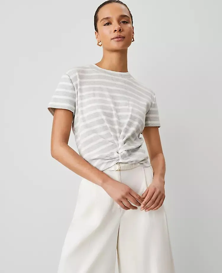 Weekend Collection Striped Twist Front Tee