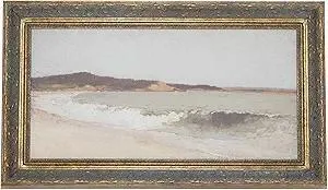 Petal Lane Beach Wall Art - Framed Antique Decor - Make Your Own Gallery Wall Frame Set - Dark Academia Wall Decor - Canvas Wall Art with Vintage Frame (Beach Landscape)