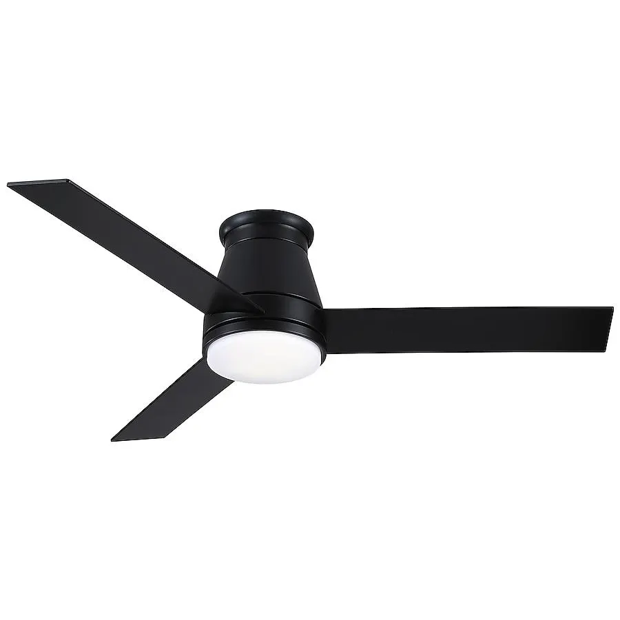 WELLFOR Ceiling Fans 48-Inches Black with Matte Blades Color-Changing Integrated LED Fixture Indoor Flush mount Propeller Ceiling Fan With Light and Remote ( 3 -Blade)