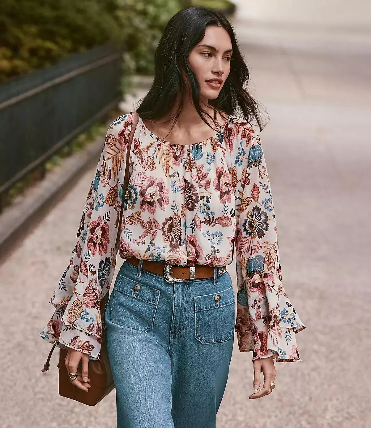 Garden Tiered Ruffle Sleeve Blouse