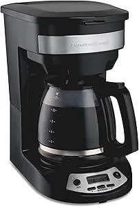 Hamilton Beach 12 Cup Programmable Drip Coffee Maker, Brew Options, Glass Carafe (46299), Black with Stainless Accents