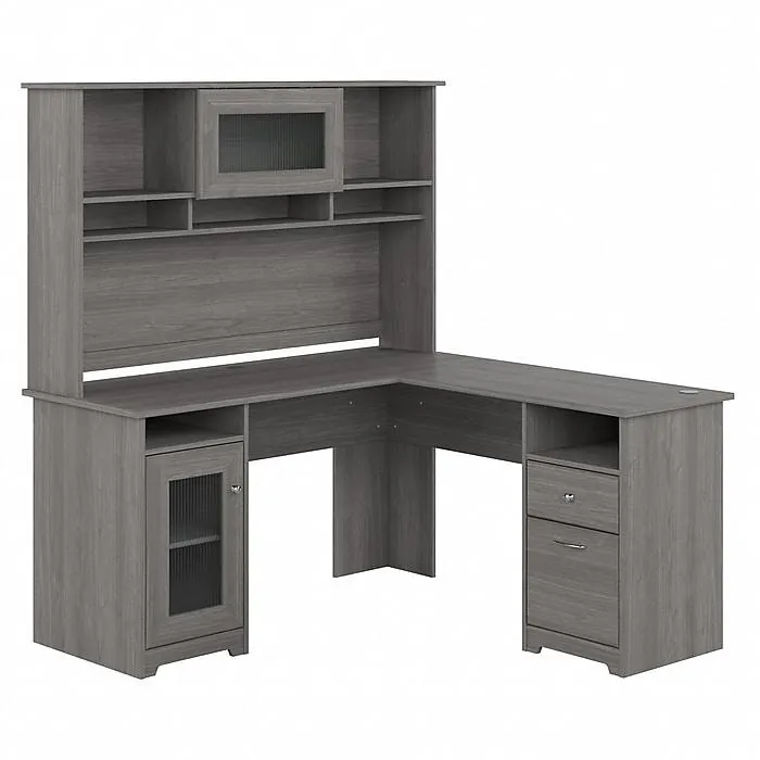Bush Furniture Cabot 60"W L Shaped Computer Desk with Hutch and Storage,