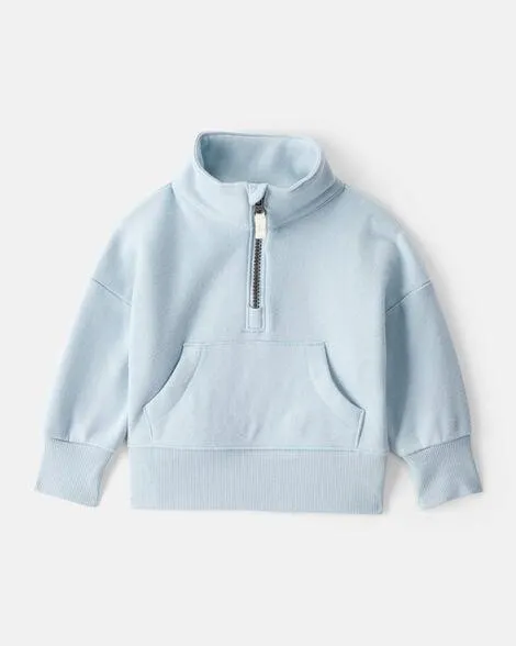 Baby Girl DayDream Fleece Long-Sleeve Quarter-Zip Pullover Sweatshirt - Blue