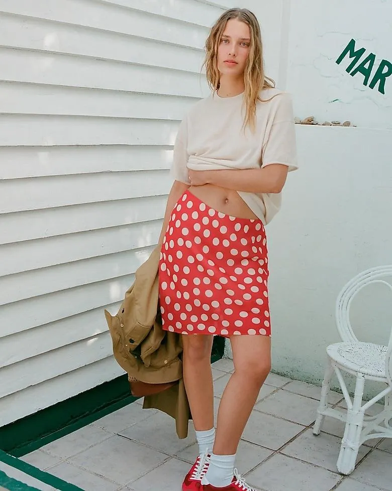 New Gwen layered slip skirt in polka-dot chiffon