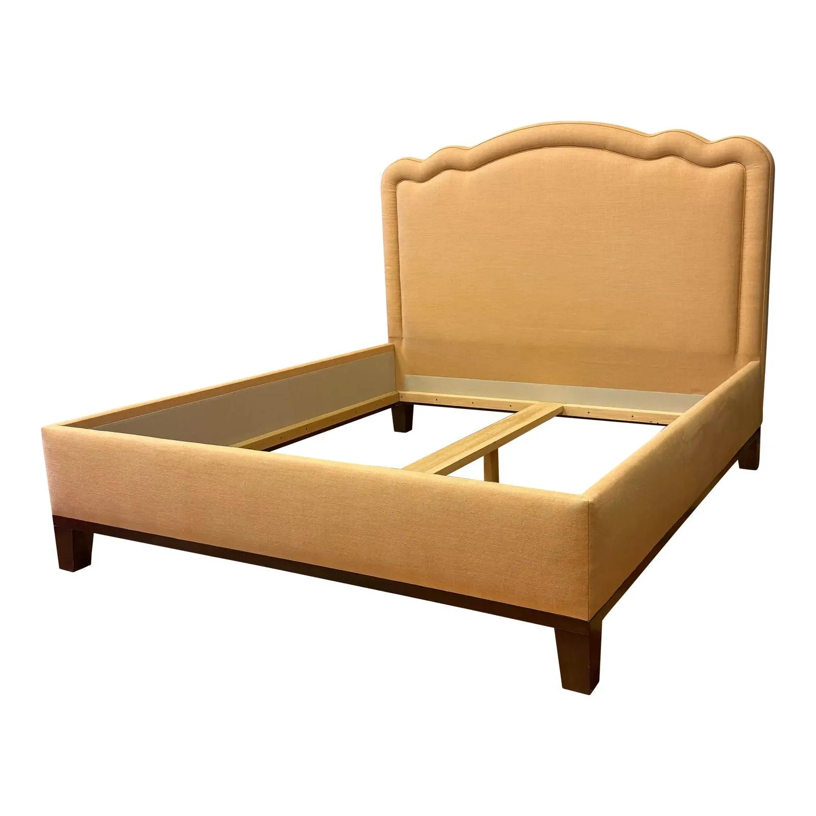 Standard King Custom Design Tan Linen Bed-Frame