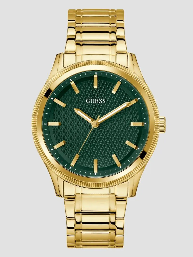 Gold-Tone and Green Analog Watch