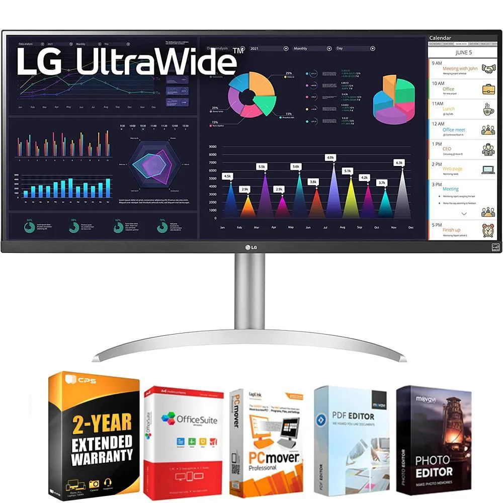 LG 34WQ650-W 34" 21:9 UltraWide Full HD 100Hz IPS Monitor + 2 Year Protection Pack