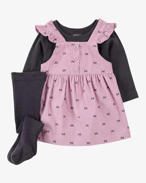 Baby 2-Piece Tee & Bow Corduroy Jumper Set