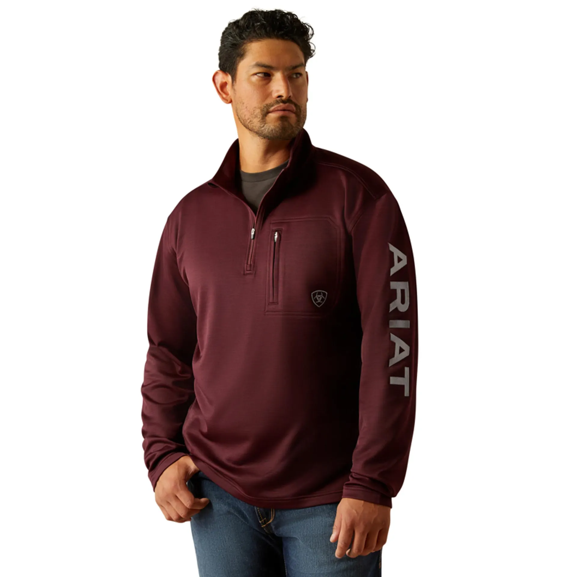 Ariat Men's Malbec Heather Tek Team Mid States SMU 1/4 Zip Long Sleeve Sweatshirt