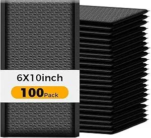 100 Pack 6x10 Bubble Mailers - Black Self-Sealing Padded Envelopes, 6x10 Inch Shipping Mailers With Bubble Lining, Bulk Cushioned Envelopes for Ecommerce, Mailing & Packaging