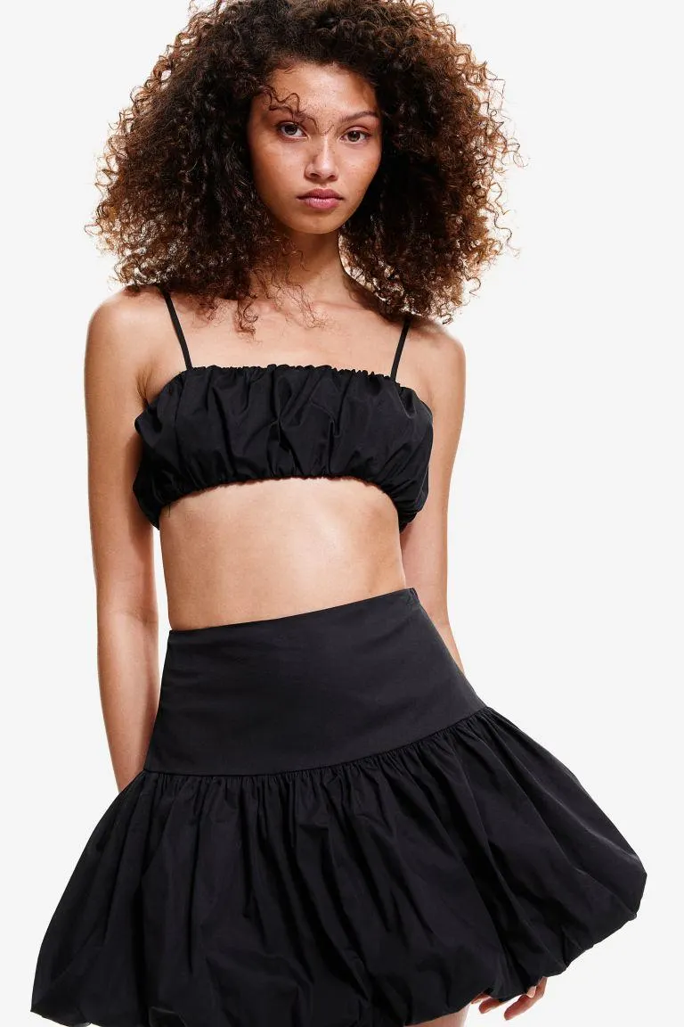 Bubble-hem Poplin Mini Skirt