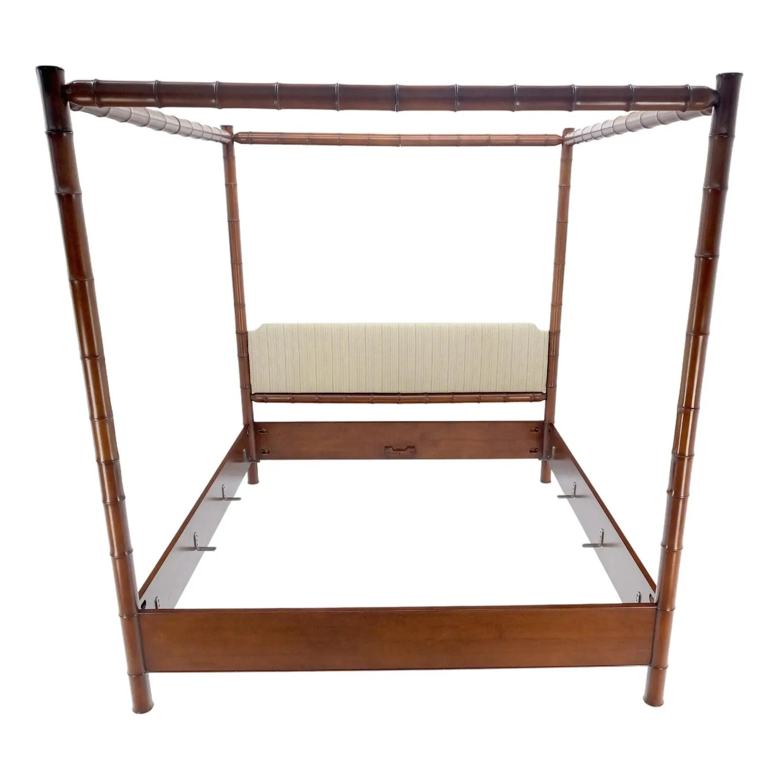 King Size Faux Bamboo Solid Cherry Canopy Poster Bed Headboard