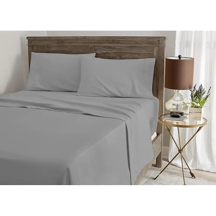 Serta King 85 -Thread Count Microfiber Grey Bed Sheet Set