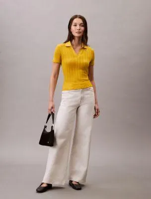 Pointelle Slim Polo Shirt