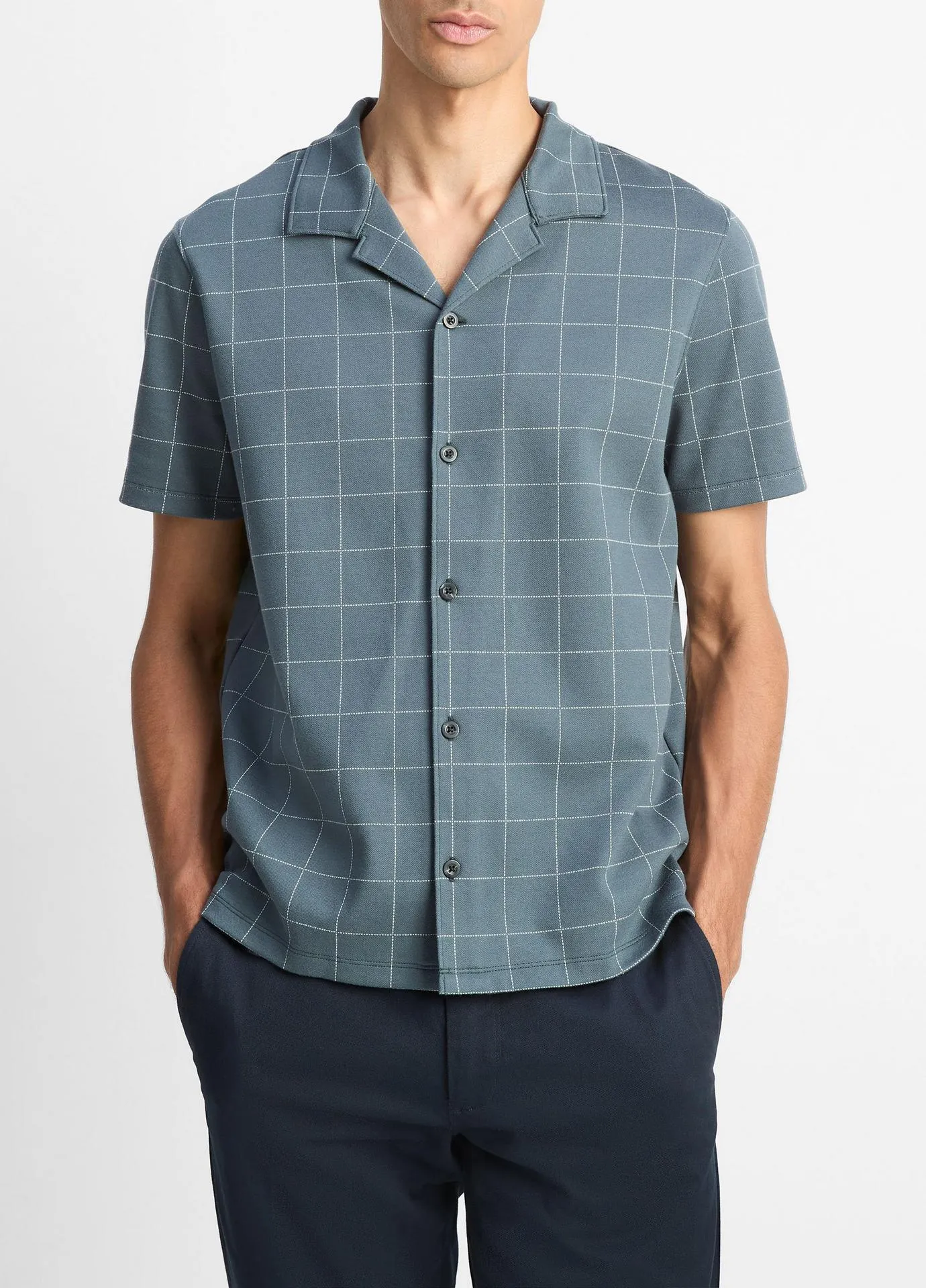 Windowpane Jacquard Cotton-Blend Cabana Shirt