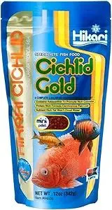 Hikari Cichlid Gold Color Enhancing Sinking Fish Food - Mini Pellet - 12 oz