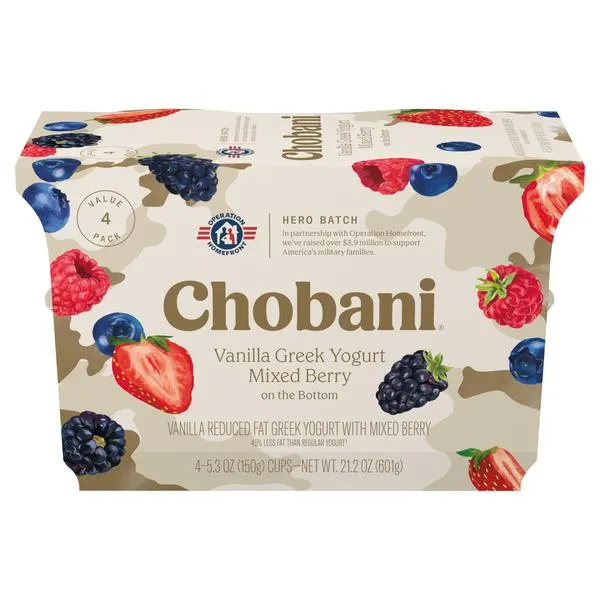 Chobani Mixed Berry on Bottom Vanilla Low-Fat Greek Yogurt