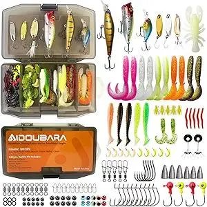Fishing Lures kit, 132pcs Tackle Box Kit Included Crankbaits, Spoon, Hooks, Weights & Other Accessories, Freshwater & Saltwater Bait Lure for Bass, Trout, Walleye, Fishing Gear Gift for Men