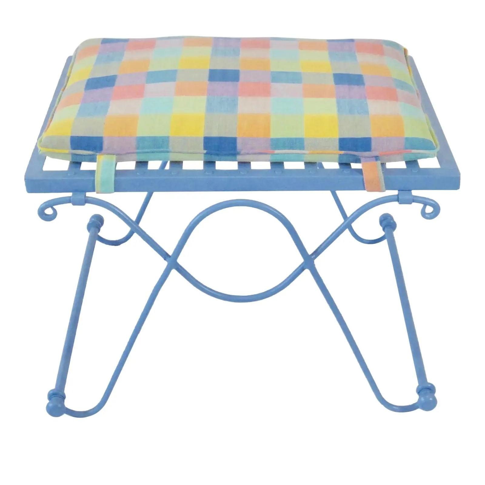 1950s Periwinkle Blue Wrought Iron Bench