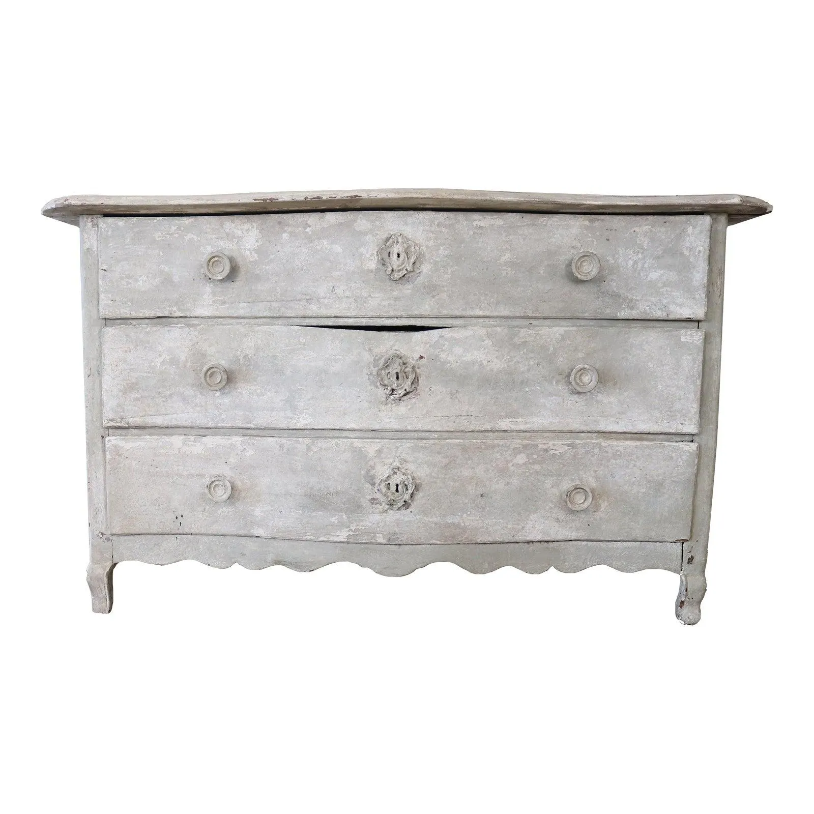19th Century French Louis XV Painted Wood Commode Chest of Drawers Dresser