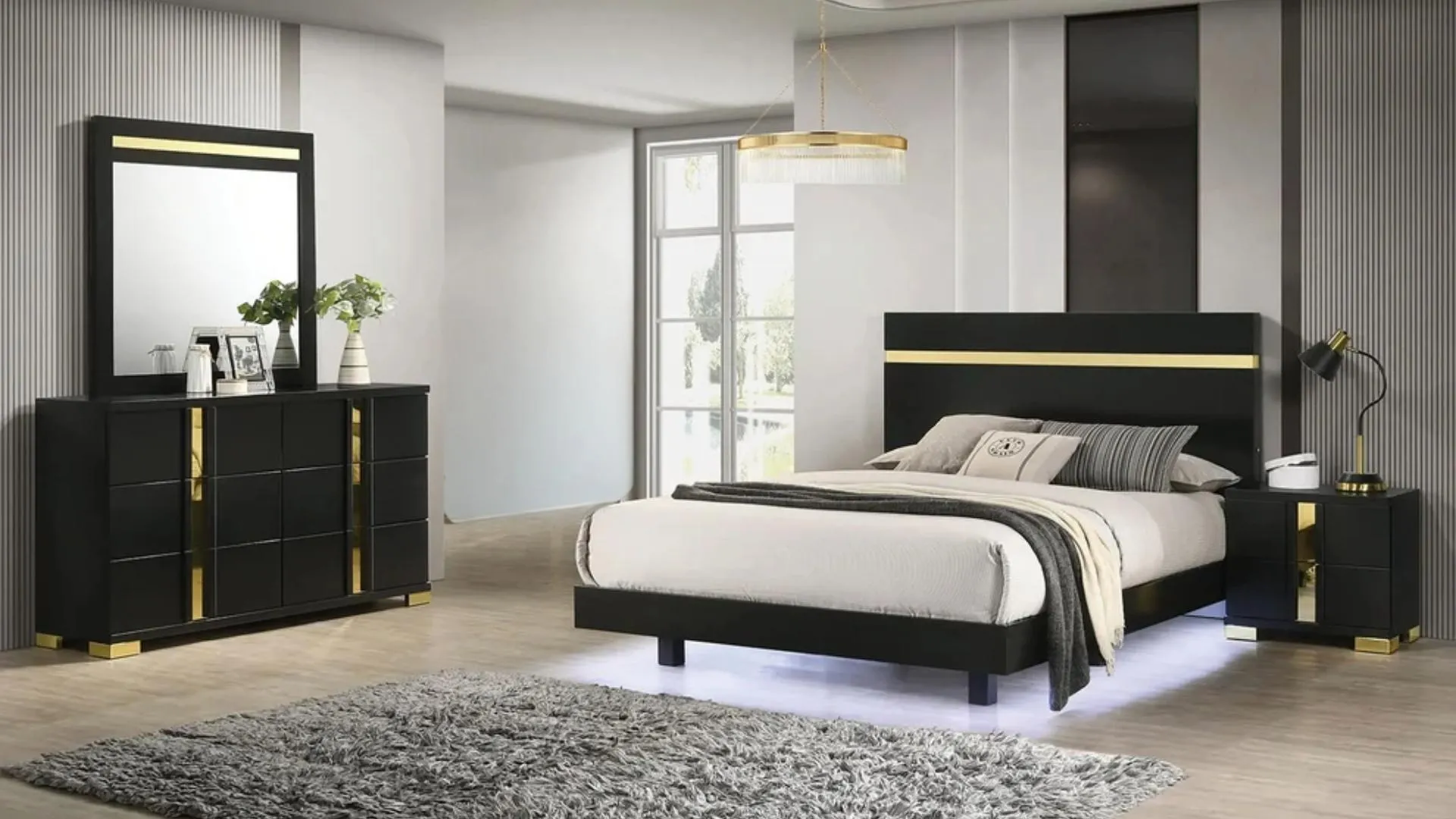 Lille 4pc Queen Bedroom Set by Furniture of America.