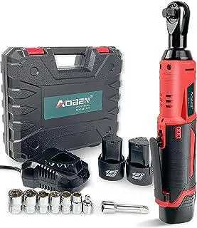AOBEN Cordless Electric Ratchet Wrench Set, 3/8" 12V Power Ratchet Tool Kit With 2 Packs 2000mAh Lithium-Ion Battery And Charger