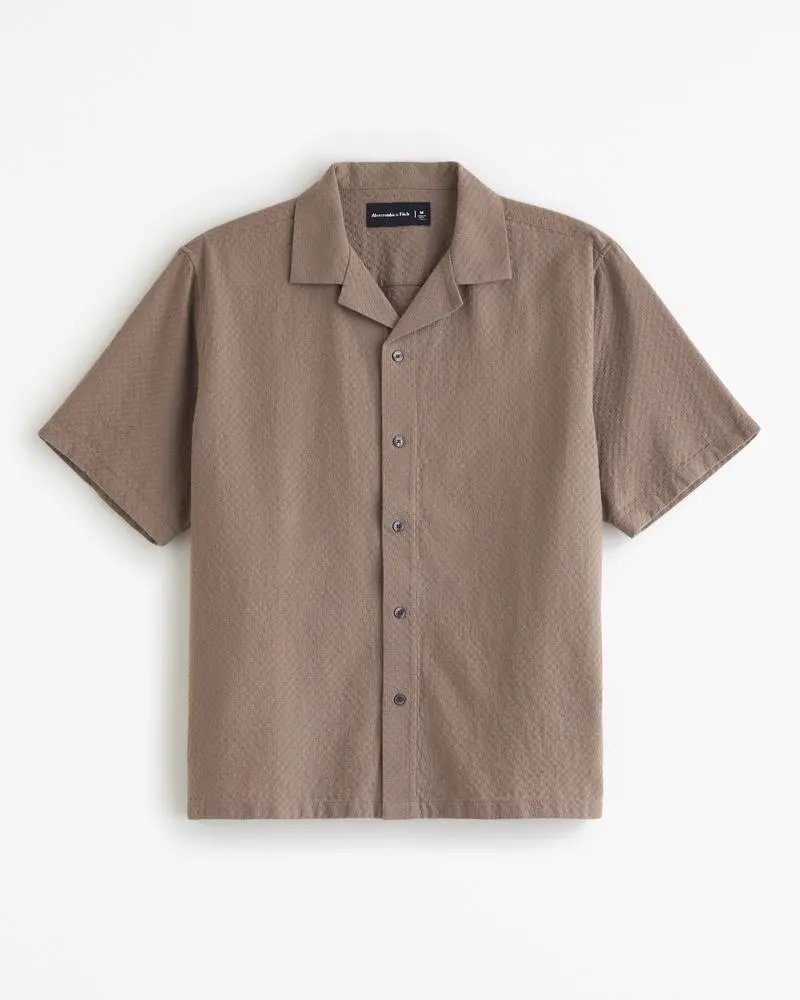 Camp Collar Waffle Button-Up Shirt
