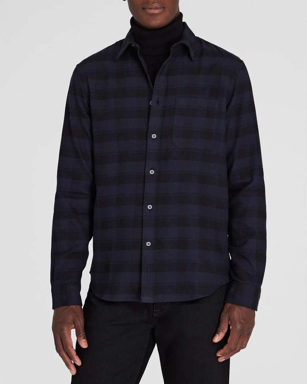 Tonal Plaid Lightweight Flannel Shirt