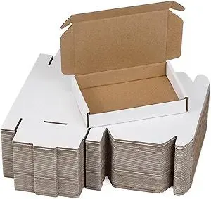 50 Pack 6x4x1 Inches Small Shipping Boxes, White Corrugated Cardboard Boxes, Moving Mailing Packing Box