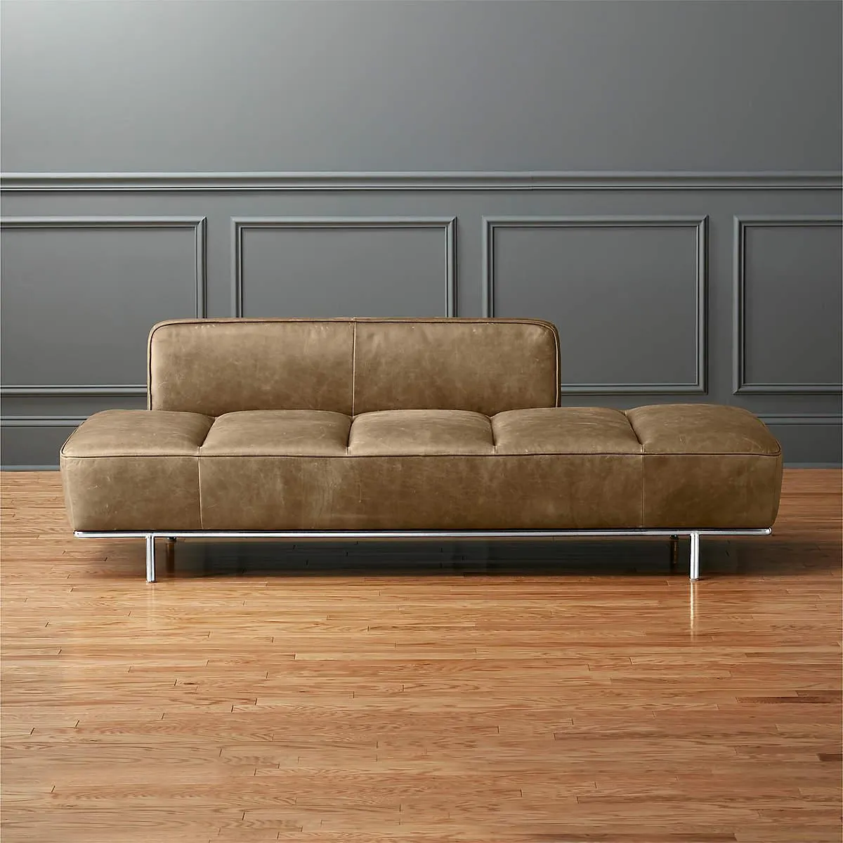 Lawndale Saddle Leather Daybed with Chrome Base