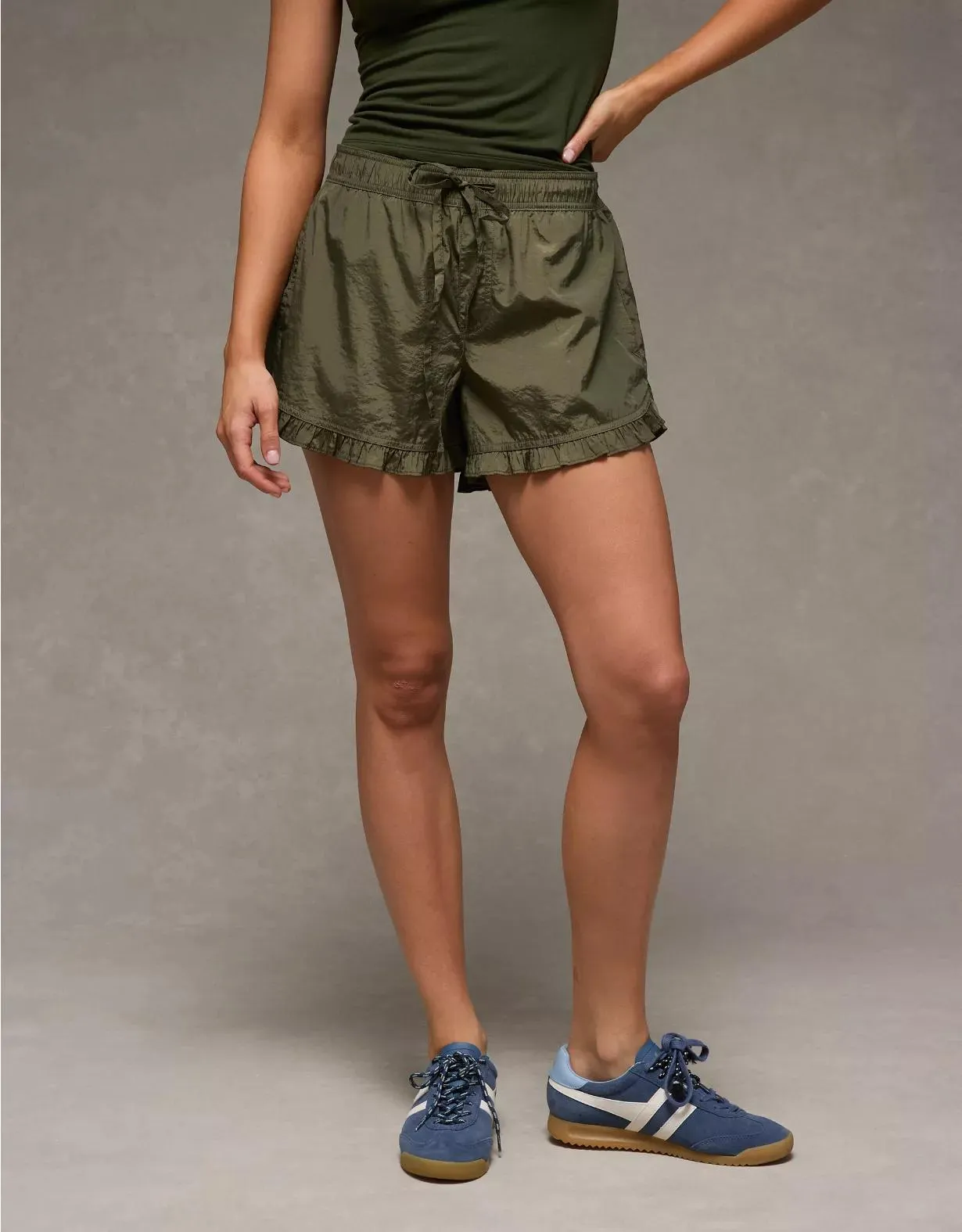 AE Stretch High-Waisted Ruffle Hem Short