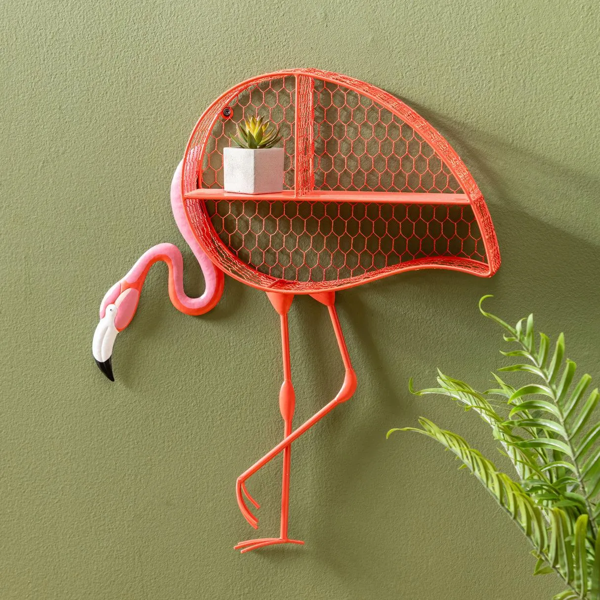 Palm Beach Indoor Wall Decor, Flamingo Shelf, 22"H