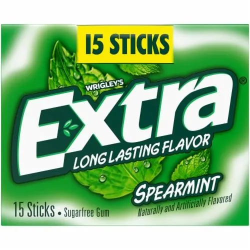 Extra Gum Spearmint Sugar Free Chewing Gum Single Pack