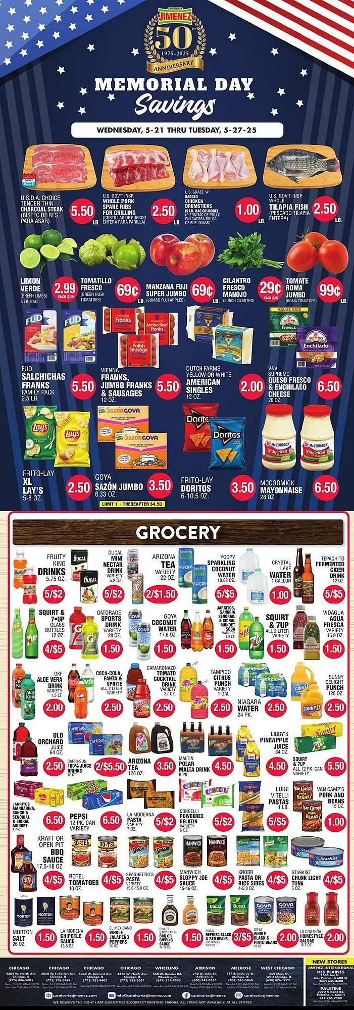 Weekly ad Carnicerias Jimenez Weekly Ad from May 21 to May 27 2025 - Page 1