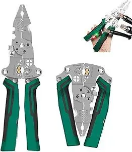 Multi-Function Foldable Wire Stripper with Voltage Tester, Professional Foldable Multi-Tool Pliers for Electricians, 18-in-1 Wire Stripper & Tester for Stripping, Peeling, Cutting, Shearing (1 PCS)