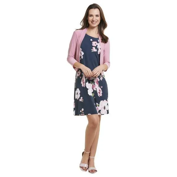Womens Perceptions Elbow Sleeve Floral Jacket Dress